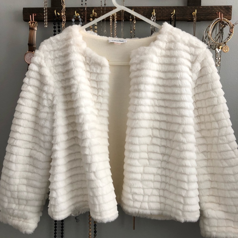 Calvin Klein cropped fur jacket